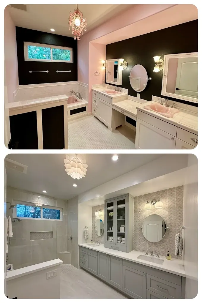 Primary bath, before and after