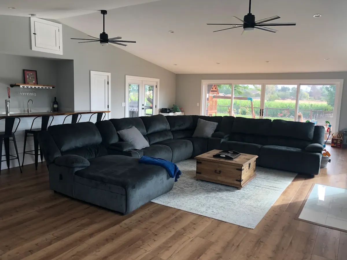 Great room addition, opened up to the vines